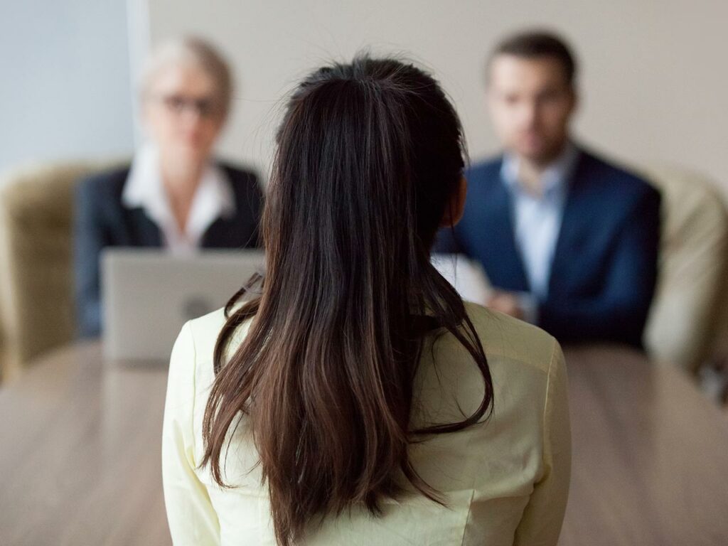 Woman interviewing for a job